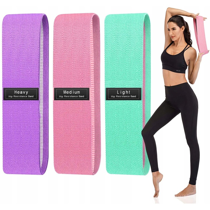 RoHS gumiszalag készlet, fitness, többszínű, 3 db