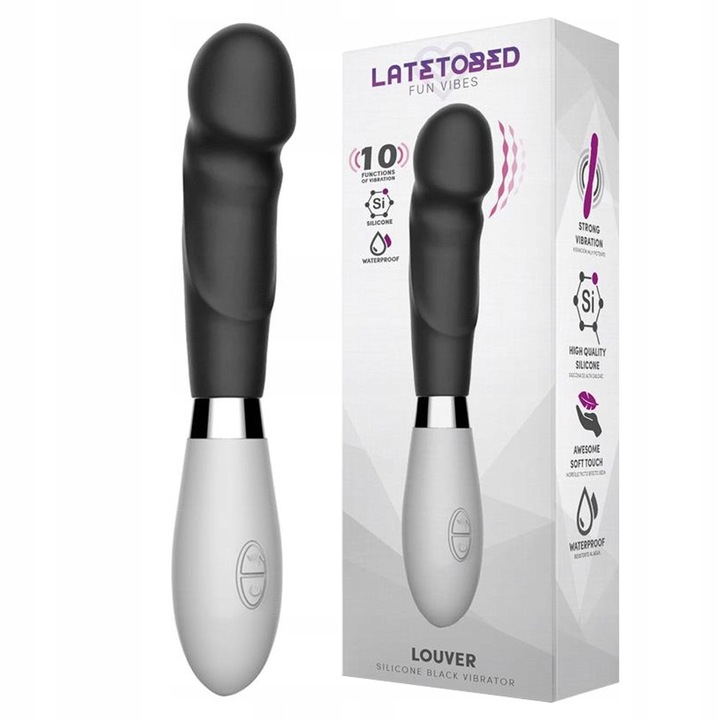 Luka LOUVER vibrátor, 10 vibrációs funkció, szilikon, fekete, 20,3x3 cm
