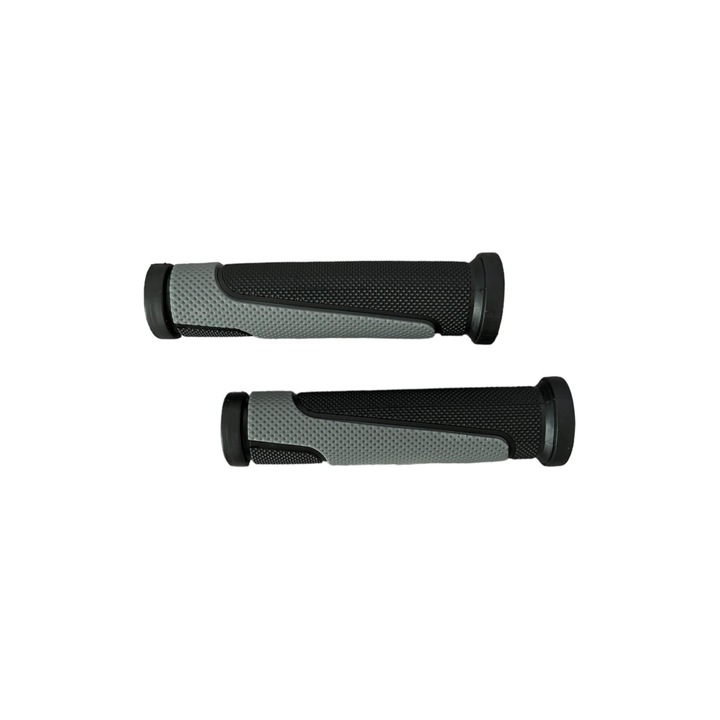 Set mansoane din silicon pentru manere bicicleta, negru–gri, AVI-4350