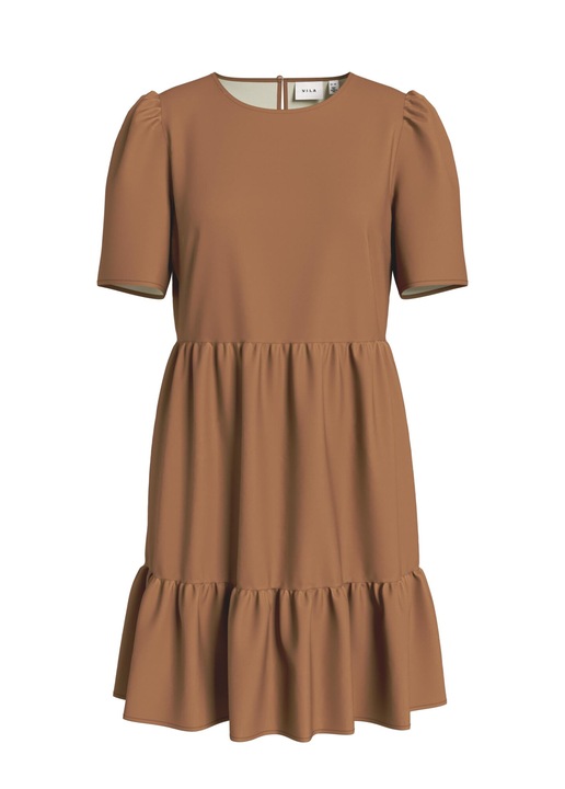 Дълга дамска рокля VILA, 7025, Ежедневна, Вискоза, Кафяв