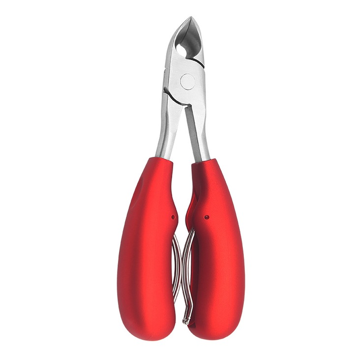 Клещи за дебели или врастнали нокти, голяма дръжка, неръждаема стомана, червени