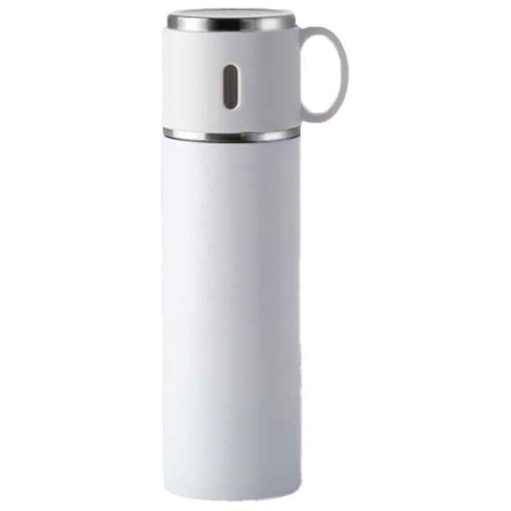 Sticla Termoizolanta QttvbTna, Inox, Functie Multipla Capac, Portabila, Argintiu