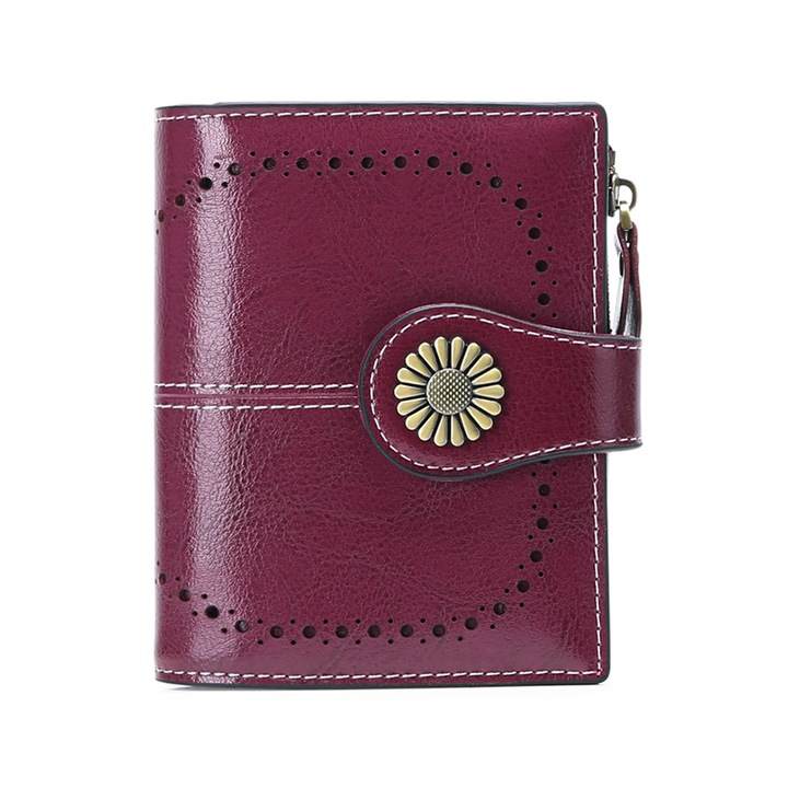 Portofel dama, piele, RFID, multicompartimentat, mov