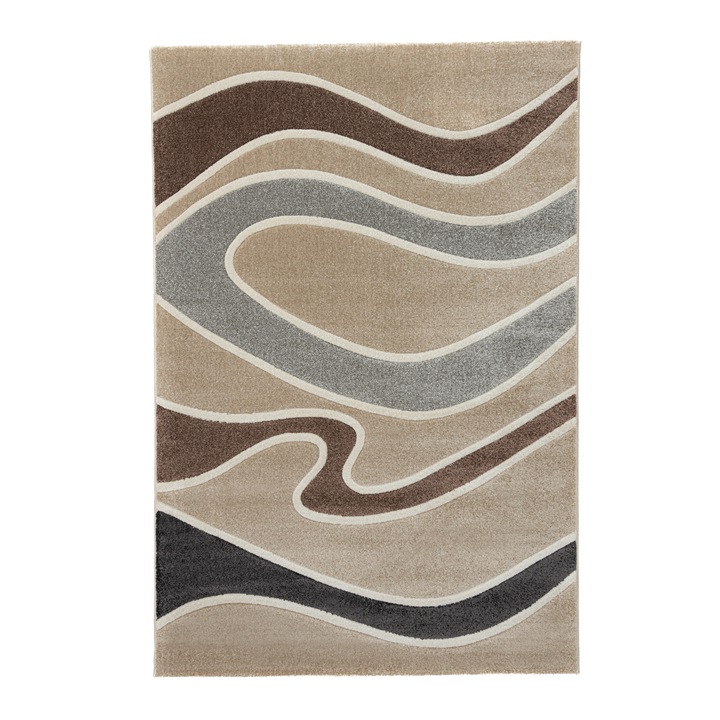 Covor Carpeta sintetic, Colectia Soho, 1599-1-18455, Bej, model geometric, 80x150 cm