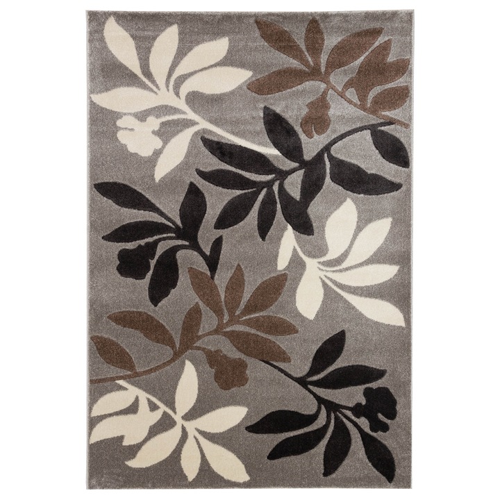 Covor Carpeta sintetic, Colectia Soho, 1595-1-18411, Gri, model floral, 80x150 cm