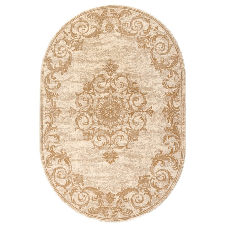 Covor Carpeta sintetic, Colectia Atlas 8709-2-41333, Crem/Bej, 160x230 cm, Floral, 160x230 cm