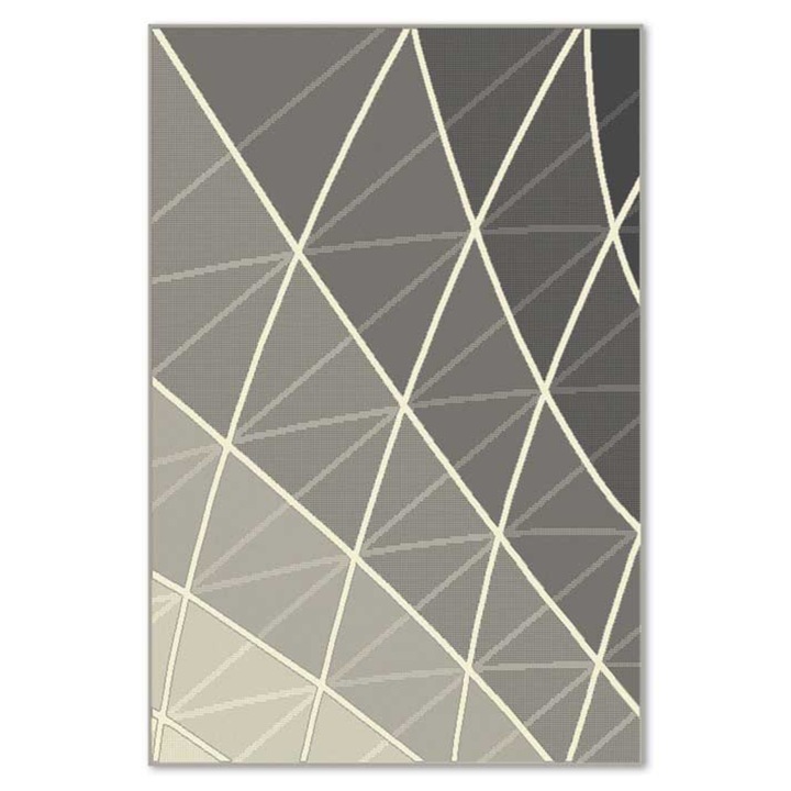 Covor Carpeta sintetic, Colectia Soho, 5637-1-18411, Gri inchis, model geometric, 80x150 cm