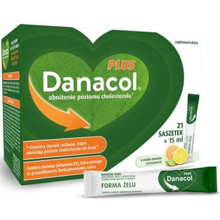 Supliment alimentar Danacol Plus, steroli vegetali si tiamina, gust citrice, 21 plicuri