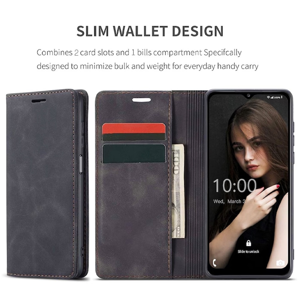 Husa Flip NeatlySleeve din Piele pentru Motorola Moto G57 Power / G67 Power, Inchidere Magnetica, Tip Carte, Design Minimalist 3in1 Portofel, Stand, Soft Touch, Suport Card, Protectie Completa, Negru