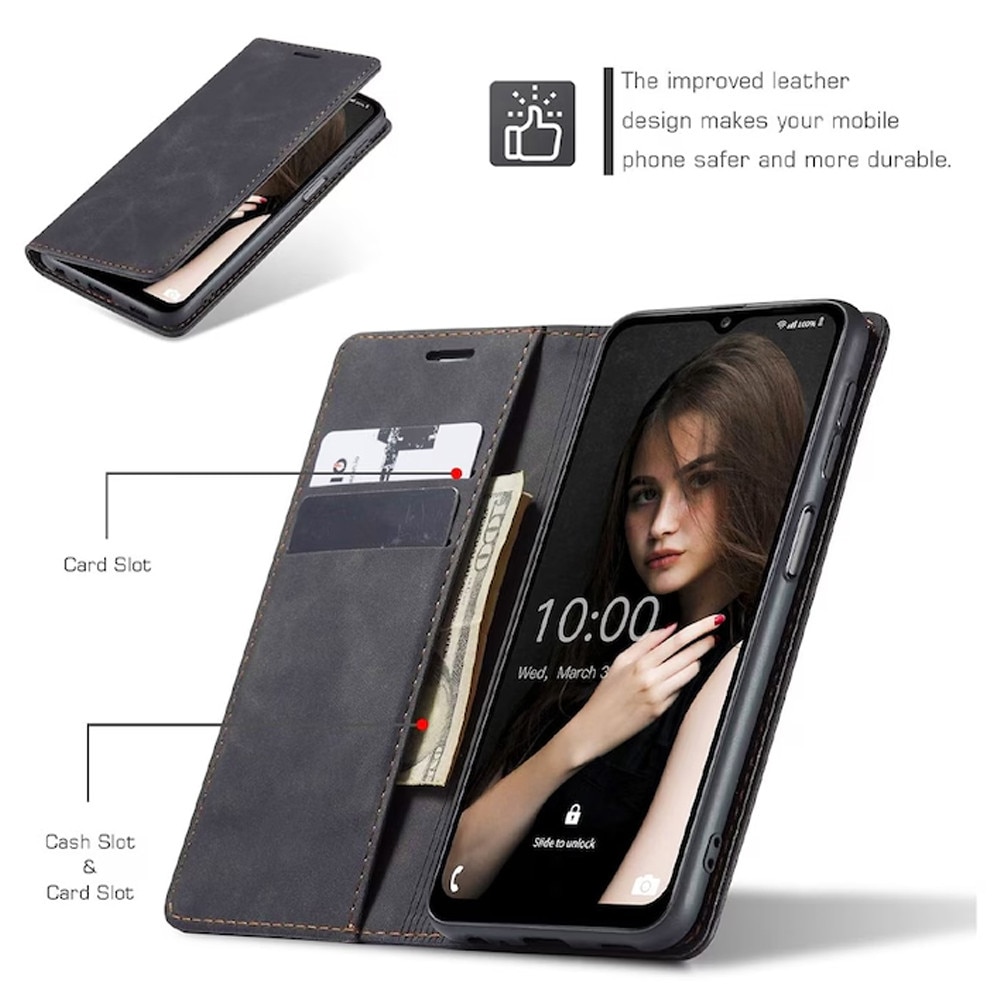 Husa Flip NeatlySleeve din Piele pentru Motorola Moto G57 Power / G67 Power, Inchidere Magnetica, Tip Carte, Design Minimalist 3in1 Portofel, Stand, Soft Touch, Suport Card, Protectie Completa, Negru