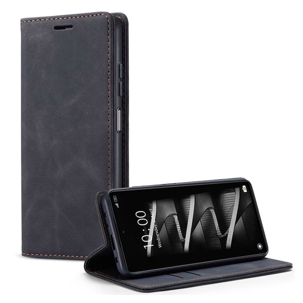 Husa Flip NeatlySleeve din Piele pentru Motorola Moto G57 Power / G67 Power, Inchidere Magnetica, Tip Carte, Design Minimalist 3in1 Portofel, Stand, Soft Touch, Suport Card, Protectie Completa, Negru