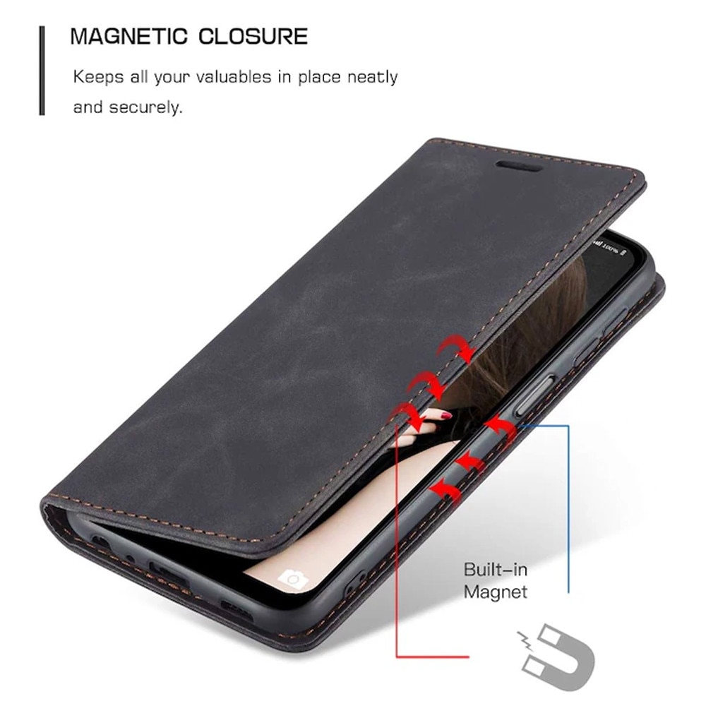 Husa Flip NeatlySleeve din Piele pentru Motorola Moto G57 Power / G67 Power, Inchidere Magnetica, Tip Carte, Design Minimalist 3in1 Portofel, Stand, Soft Touch, Suport Card, Protectie Completa, Negru