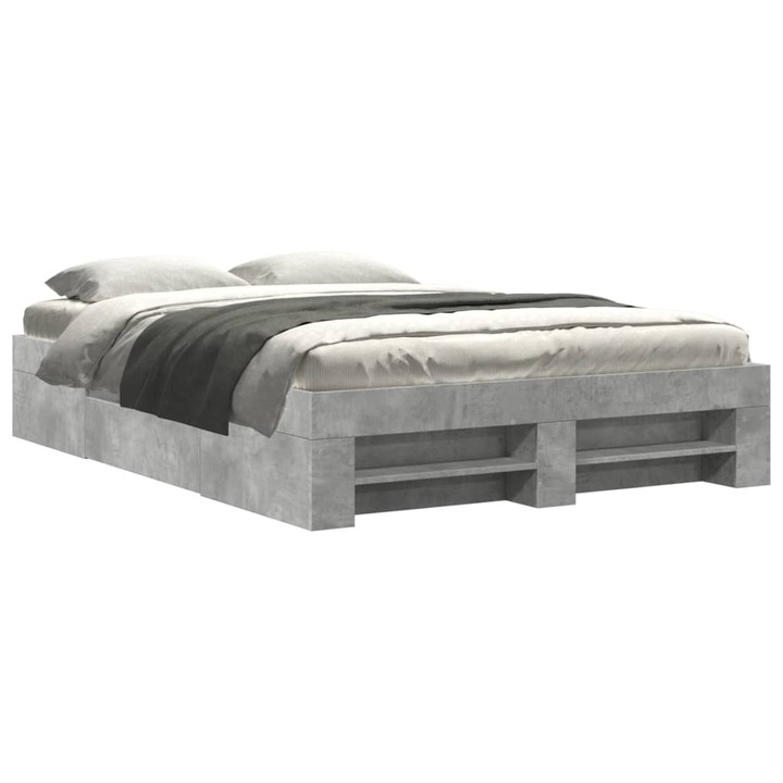 vidaXL betonszürke szerelt fa ágykeret 120 x 200 cm 21.8 kg 3295481