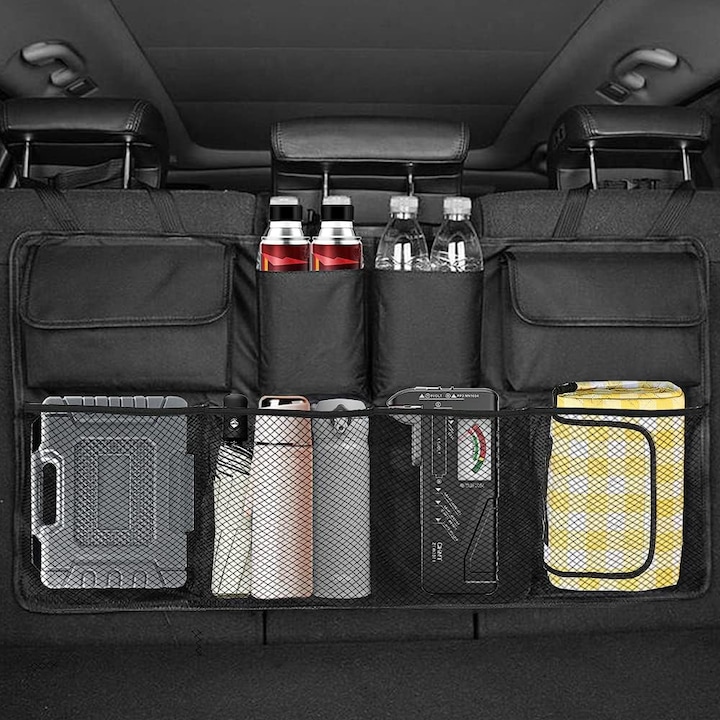 Autórendszerező, autórendszerező hátsó ülés felfüggesztéssel, csomagtartó rendszerező 8 nagy tárolózsákkal - SUV, teherautó, kamion - az Ön helytakarékossági szakértője
