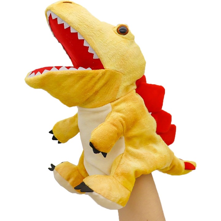 Plüss kézibáb, realisztikus minta, sárga, 30x15cm