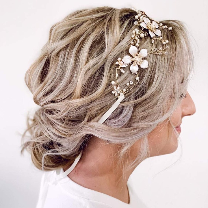 Diadema de par pentru mireasa, Cozevdnt, Plastic, Multicolor