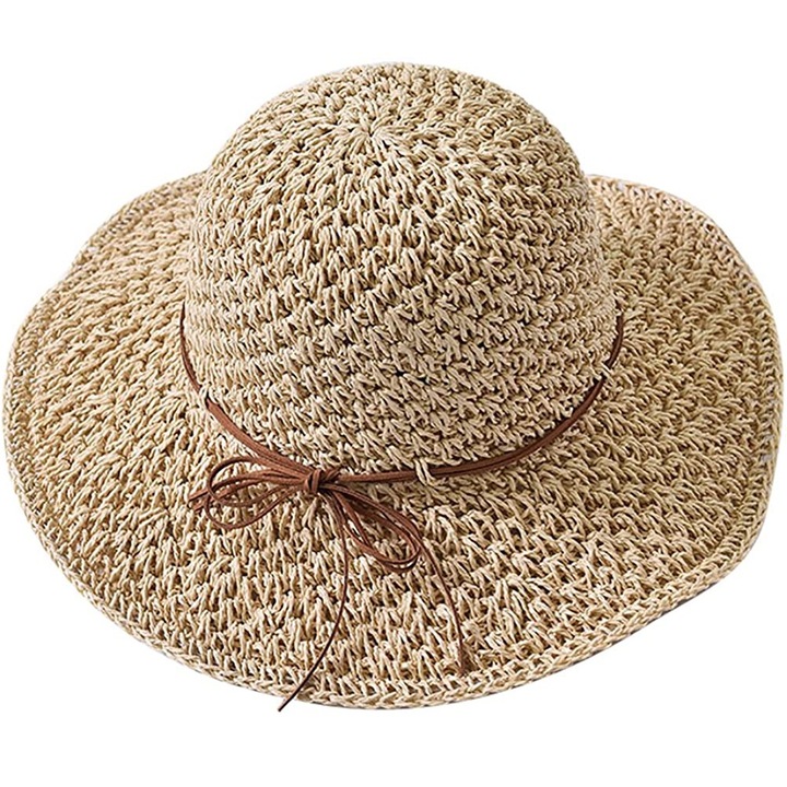 Palarie de plaja, Paie, Bej, 56-58 cm