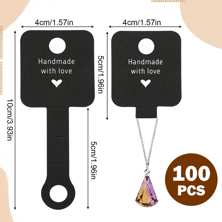 Set 100 Cartonase pentru Bijuterii, BGHYHYHI, Negru, 10x4cm