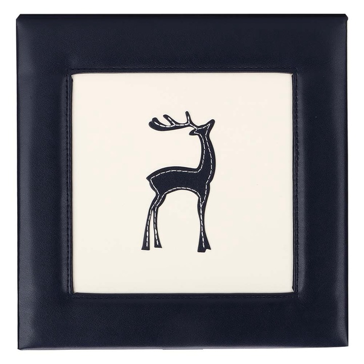 Cutie bijuterii, AMRINUGL, 2 straturi, piele PU, albastru marin, 22x22x7cm