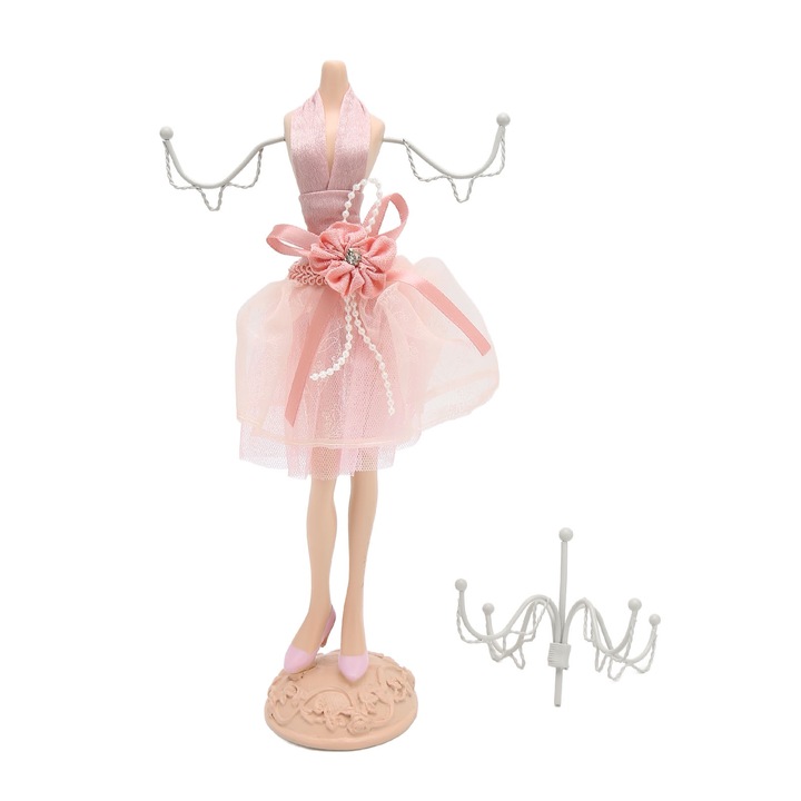 Suport bijuterii, AMRINUGL, design elegant, material rasina si tesatura, 30x15x10cm