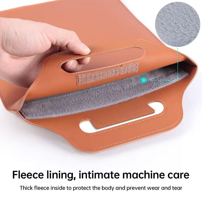 Husa Multifunctionala, MacBook Air/Pro 13″-14", Leather look, Interior moale, Suport laptop si Mouse pad, Maro