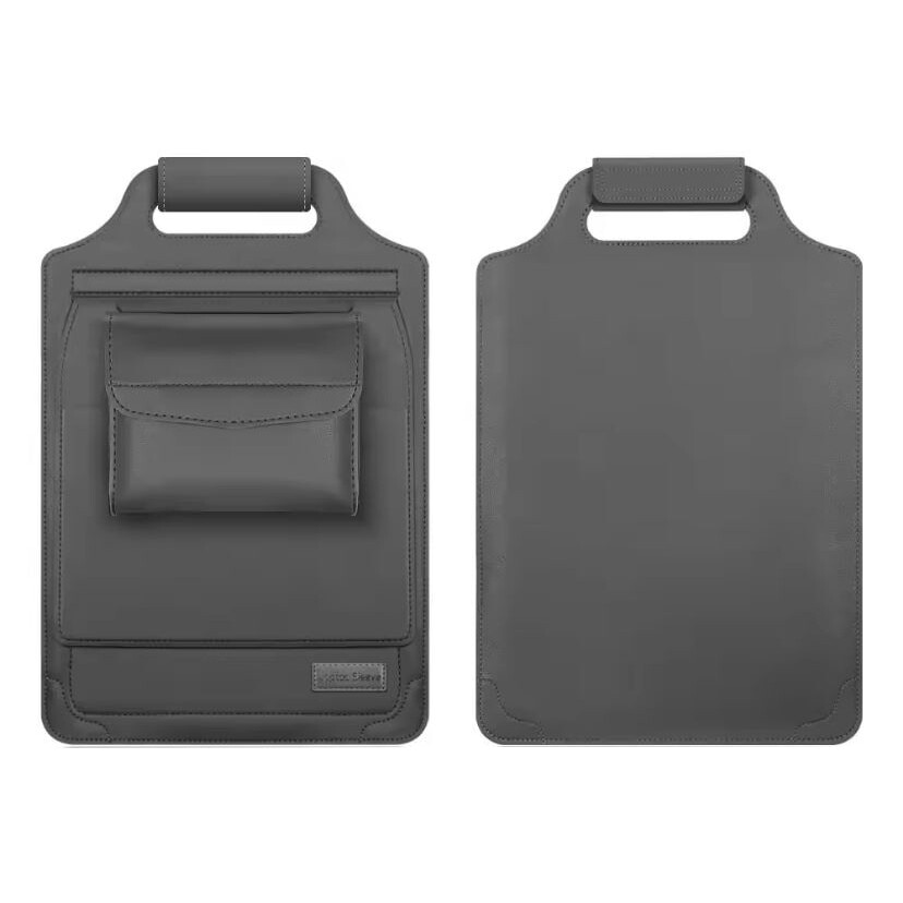 Husa Multifunctionala, MacBook Air/Pro 13″-14", Leather look, Interior moale, Suport laptop si Mouse pad, Gri