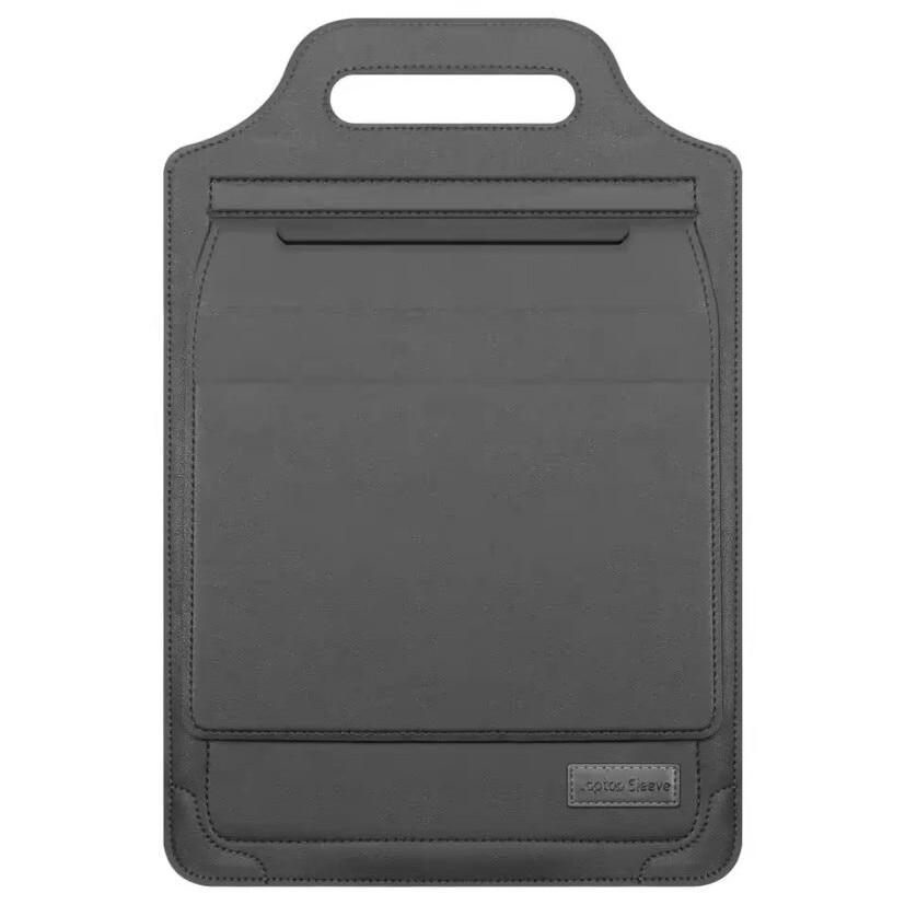 Husa Multifunctionala, MacBook Air/Pro 13″-14", Leather look, Interior moale, Suport laptop si Mouse pad, Gri