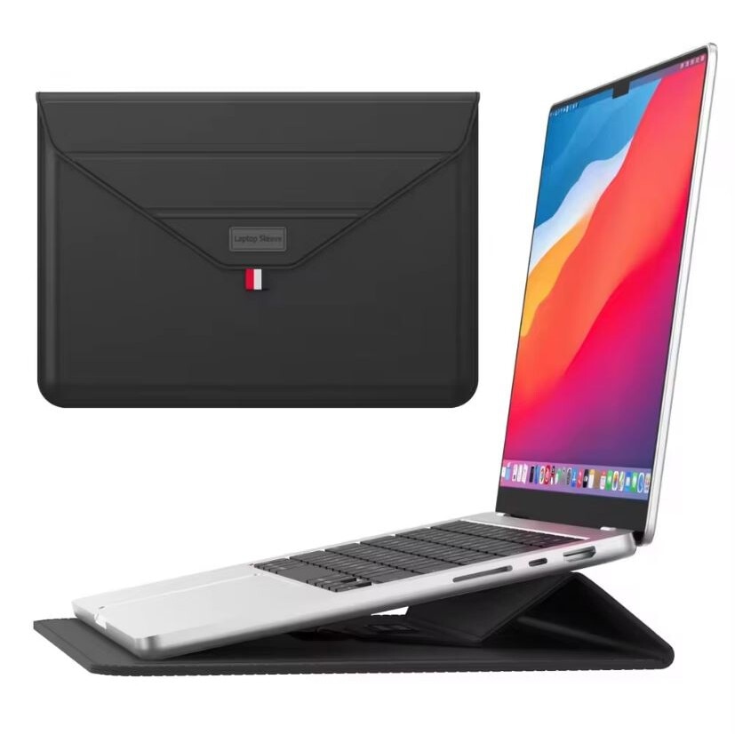 Husa pentru Laptop 13″-14", Tip mapa, Business, Leather look, Negru