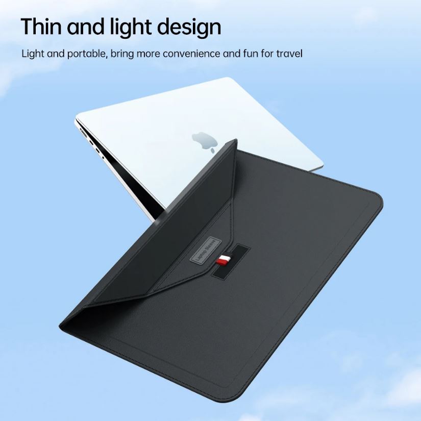 Husa pentru Laptop 13″-14", Tip mapa, Business, Leather look, Negru