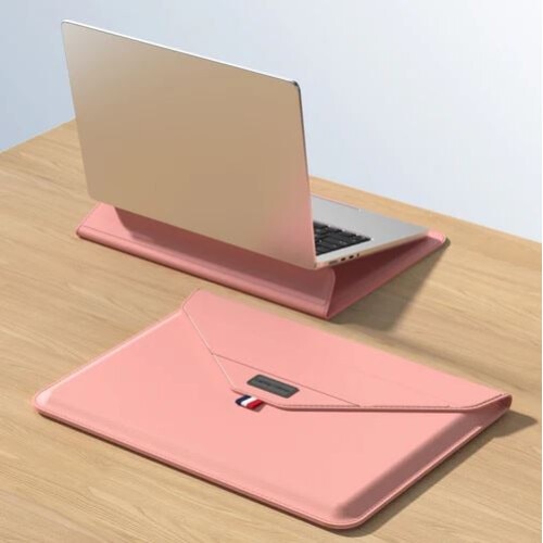 Husa pentru Laptop 13″-14", Tip mapa, Business, Leather look, Roz