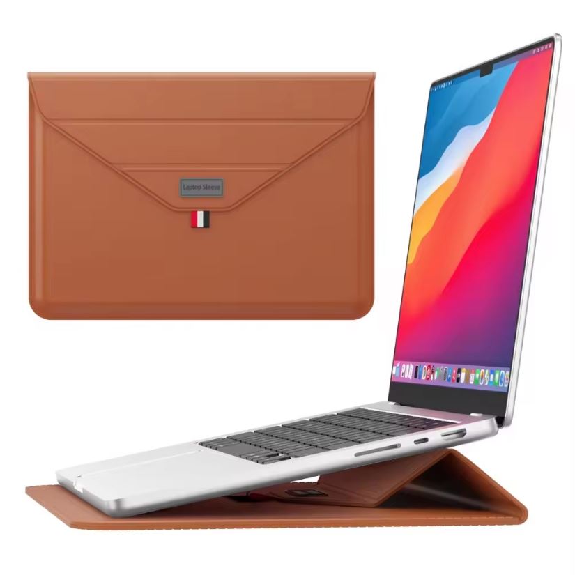 Husa pentru Laptop 13″-14", Tip mapa, Business, Leather look, Maro