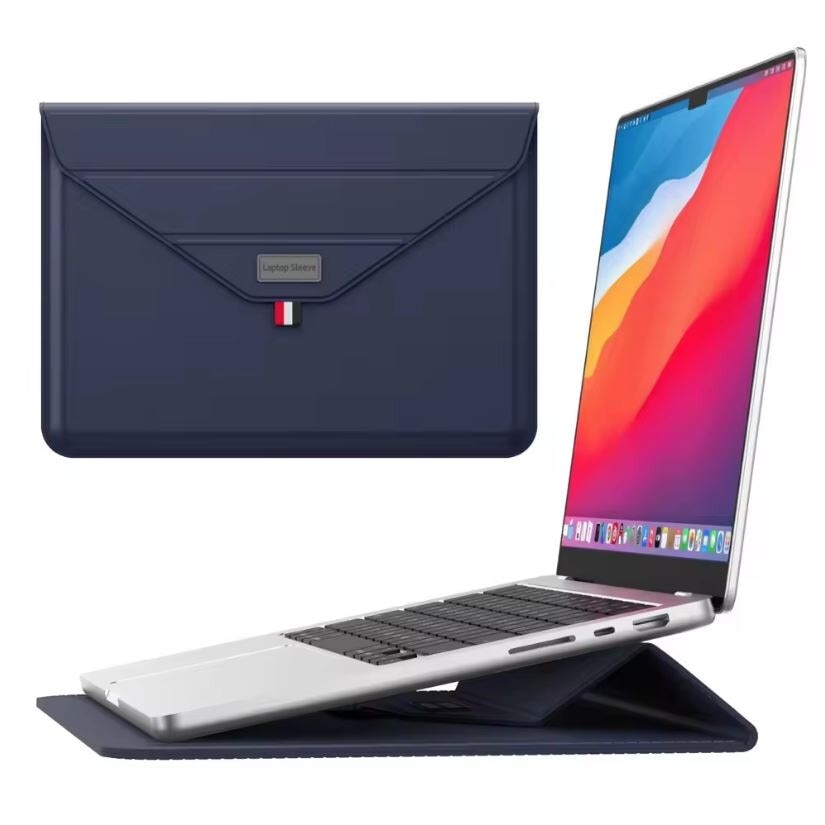 Husa pentru Laptop 13″-14", Tip mapa, Business, Leather look, Bleumarin