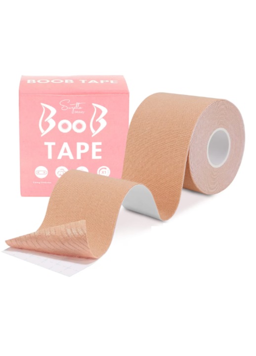 Breast Tape Set 5cmX5m + 10 tapasz, mellszalag, orvosi ragasztó, hipoallergén, pamut, meztelen,