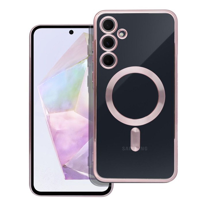 Калъф за Samsung Galaxy A16, BestCase® Electro Mag Cover, Технология MagSafe, Защита на камерата, Прозрачно розово злато