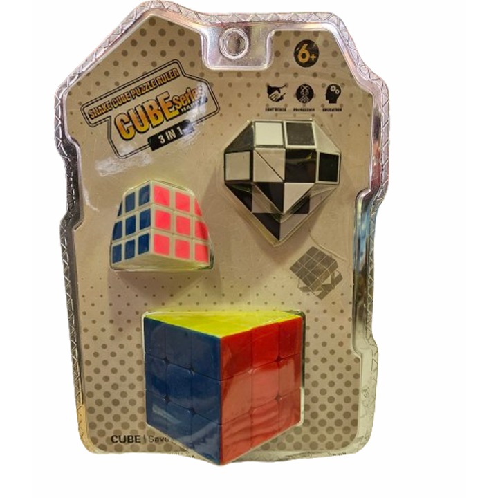 Játékkészlet, Logikai típus, 3 db, Tarka