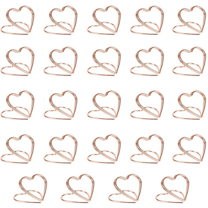 Настолни поставки за книги, комплект, Enforose, дизайн във формата на сърце, поцинкован метал, розово злато