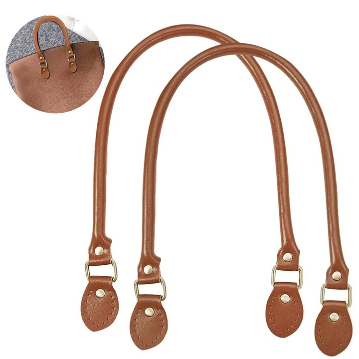 Táska fogantyú készlet, PU, fekete és világosbarna, 61x1,45 cm