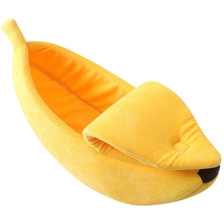 Culcus pentru animale, AMRINUGL, forma de banana, galben, 40x15x10cm