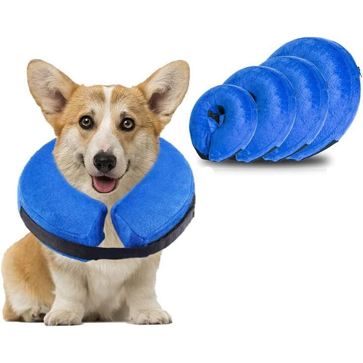 Guler gonflabil pentru caini/pisici, AMIRNUGL, ajustabil, confortabil, M