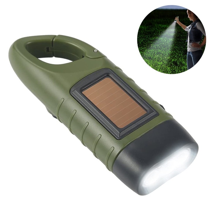 Ръчно фенерче, зелено, 12x45x32 мм, акумулаторен LED