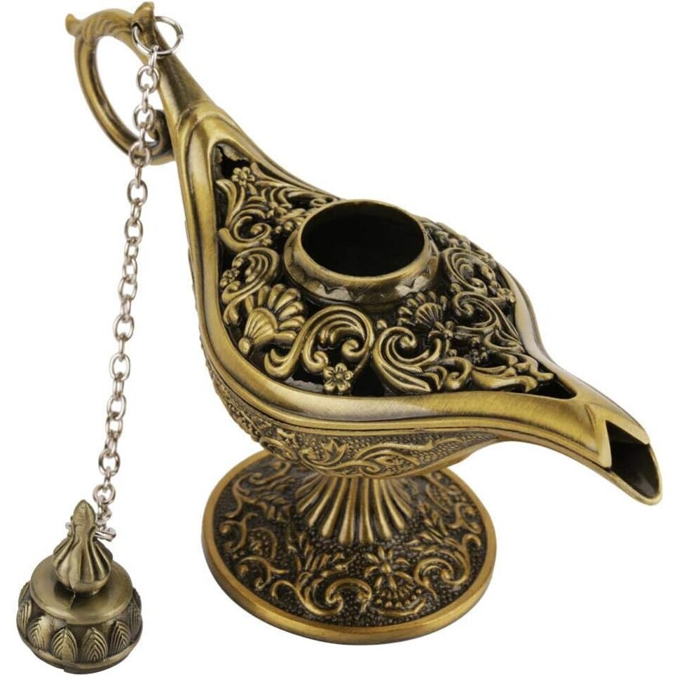 Lampa Vintage Aladdin Magic Genie, Metal Sculptat, Design Elegant