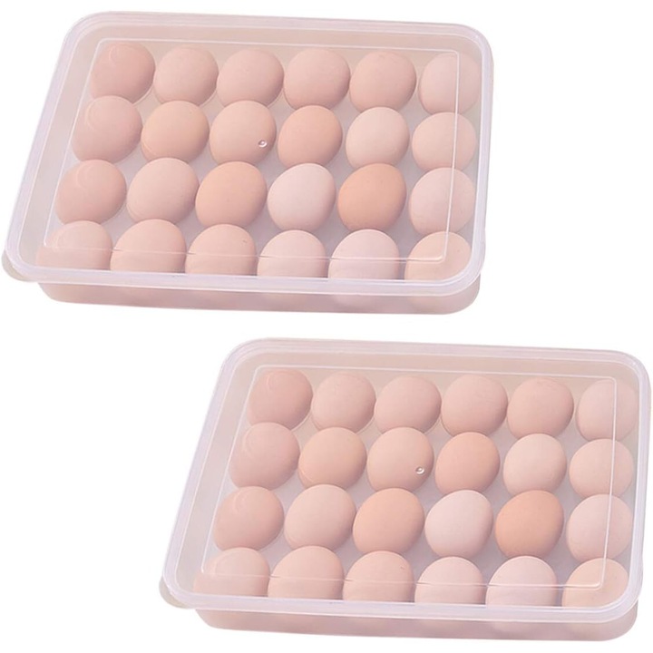 Ételtároló doboz, töltött tojásokhoz, Enforose, 2 darabos készlet, nagy kapacitású, egymásra rakható kialakítás, átlátszó