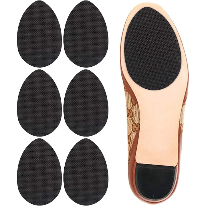 Set 6 protectii antiderapante pentru talpa incaltaminte, adezive, negru, 3.7inch
