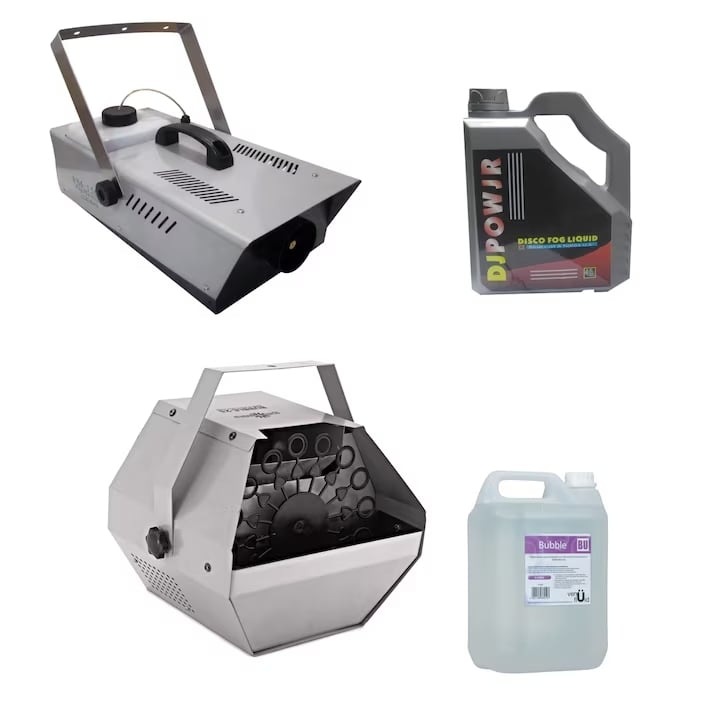 Парти комплект, включващ машина за дим и машина за балони и две специални течности за балони, Ideallstore, сребро