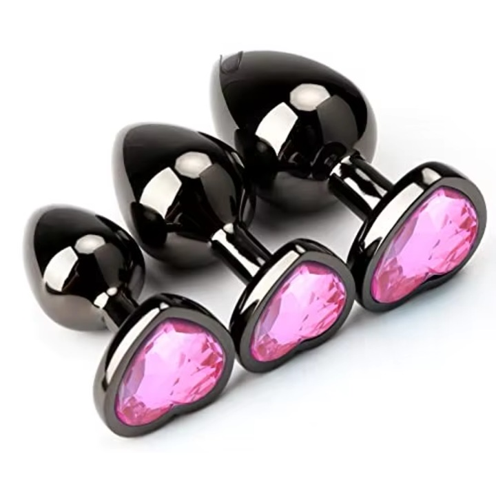 Комплект от 3 анални тапи, Неръждаема стомана, Водоустойчиви, Розов