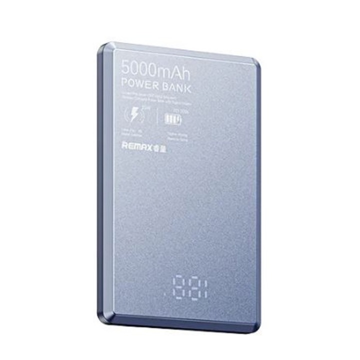 Baterie Magsafe Ultra Slim, Remax RPP-107, 5000mAh, Incarcare Wireless si type-C, Compatibila Apple, Albastru