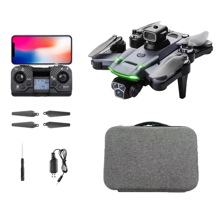 Интелигентен QuadCopter дрон с GPS, за деца или възрастни, HexaCraft, модел PixelPilot, тип QuadCopter със сензор за избягване на препятствия, 8K фотография, Full HD заснемане, Дистанционно управление С вграден дисплей, лесен за управление и снимане