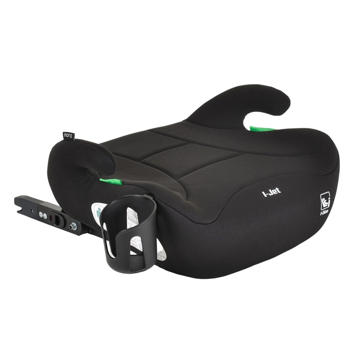 Inaltator auto Moni i-Jet Booster cu Isofix, 125-150 cm sau 22-36 kg, Negru