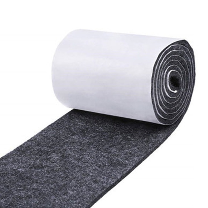 QttvbTna самозалепваща филцова лента, вълна с химически влакна, сива, 10x100 см