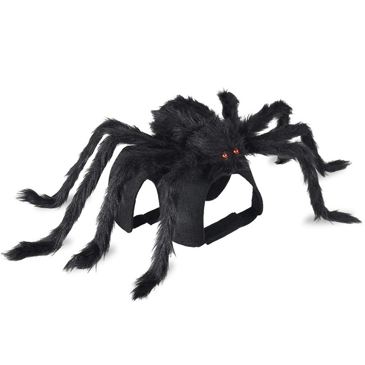 Costum Halloween pentru animale de companie, model paianjen cu picioare flexibile, negru, S